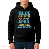 We Wear Blue In April Autism Awareness Neurodiversity Kids Hoodie thumb 4