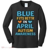 We Wear Blue In April Autism Awareness Neurodiversity Kids Long Sleeve Shirt thumb 0