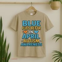 We Wear Blue In April Autism Awareness Neurodiversity T-Shirt thumb 2