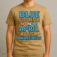 We Wear Blue In April Autism Awareness Neurodiversity T-Shirt thumb 3