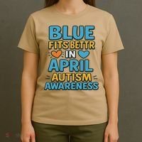We Wear Blue In April Autism Awareness Neurodiversity T-Shirt thumb 4