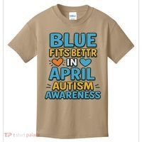 We Wear Blue In April Autism Awareness Neurodiversity Kids T-Shirt thumb 0