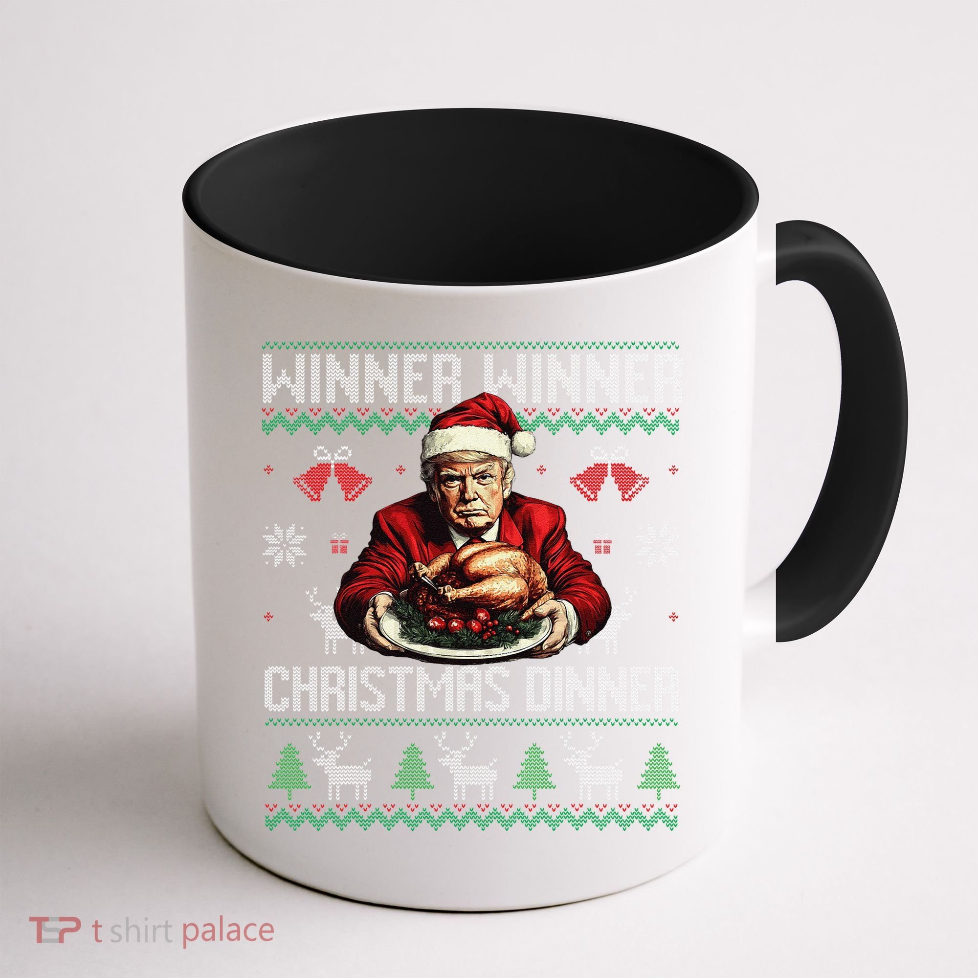 Winner Winner Christmas Dinner Santa Trump Ugly Sweater Xmas Coffee Mug