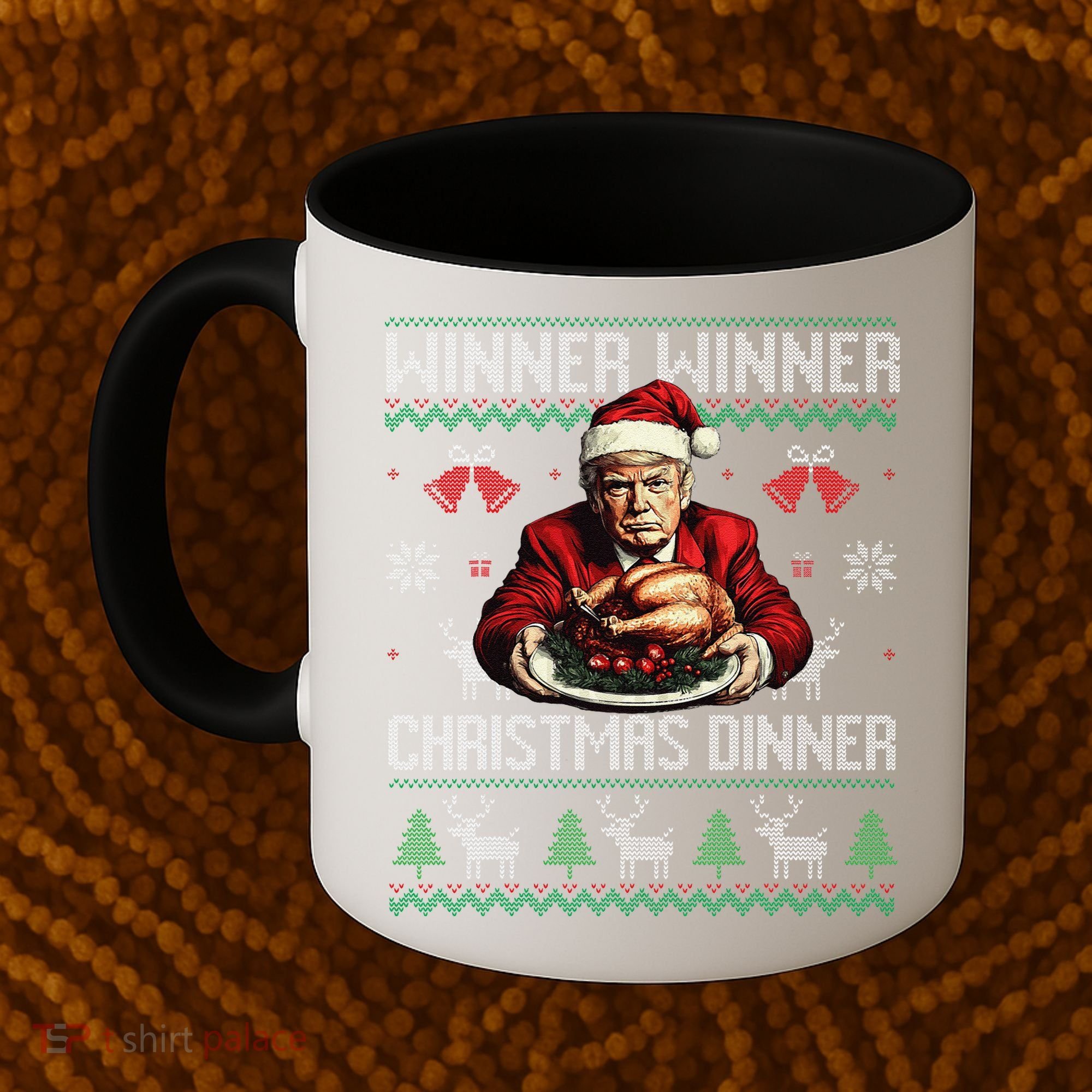 Winner Winner Christmas Dinner Santa Trump Ugly Sweater Xmas Coffee Mug
