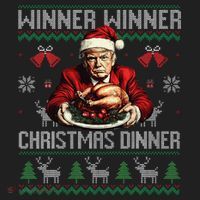 Winner Winner Christmas Dinner Santa Trump Ugly Sweater Xmas Beanie thumb 2
