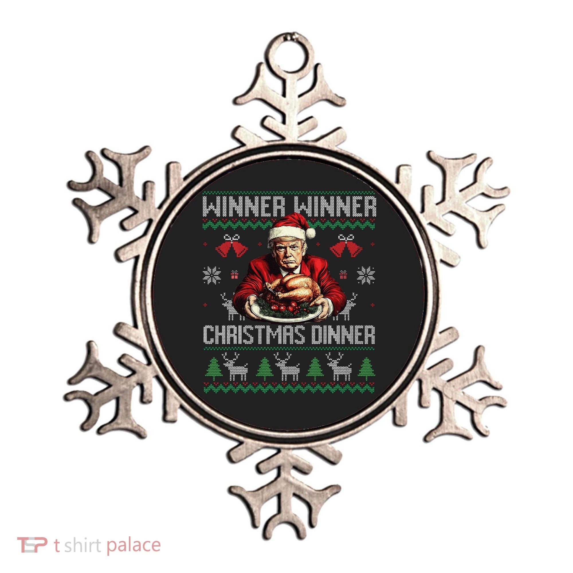 Winner Winner Christmas Dinner Santa Trump Ugly Sweater Xmas Ornament