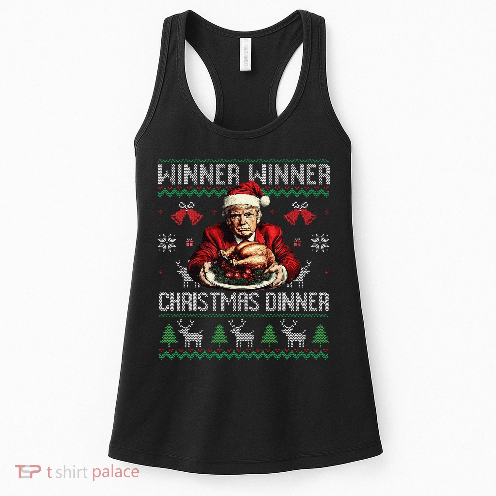 Winner Winner Christmas Dinner Santa Trump Ugly Sweater Xmas Women's Tank Top
