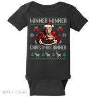 Winner Winner Christmas Dinner Santa Trump Ugly Sweater Xmas Baby Bodysuit thumb 0