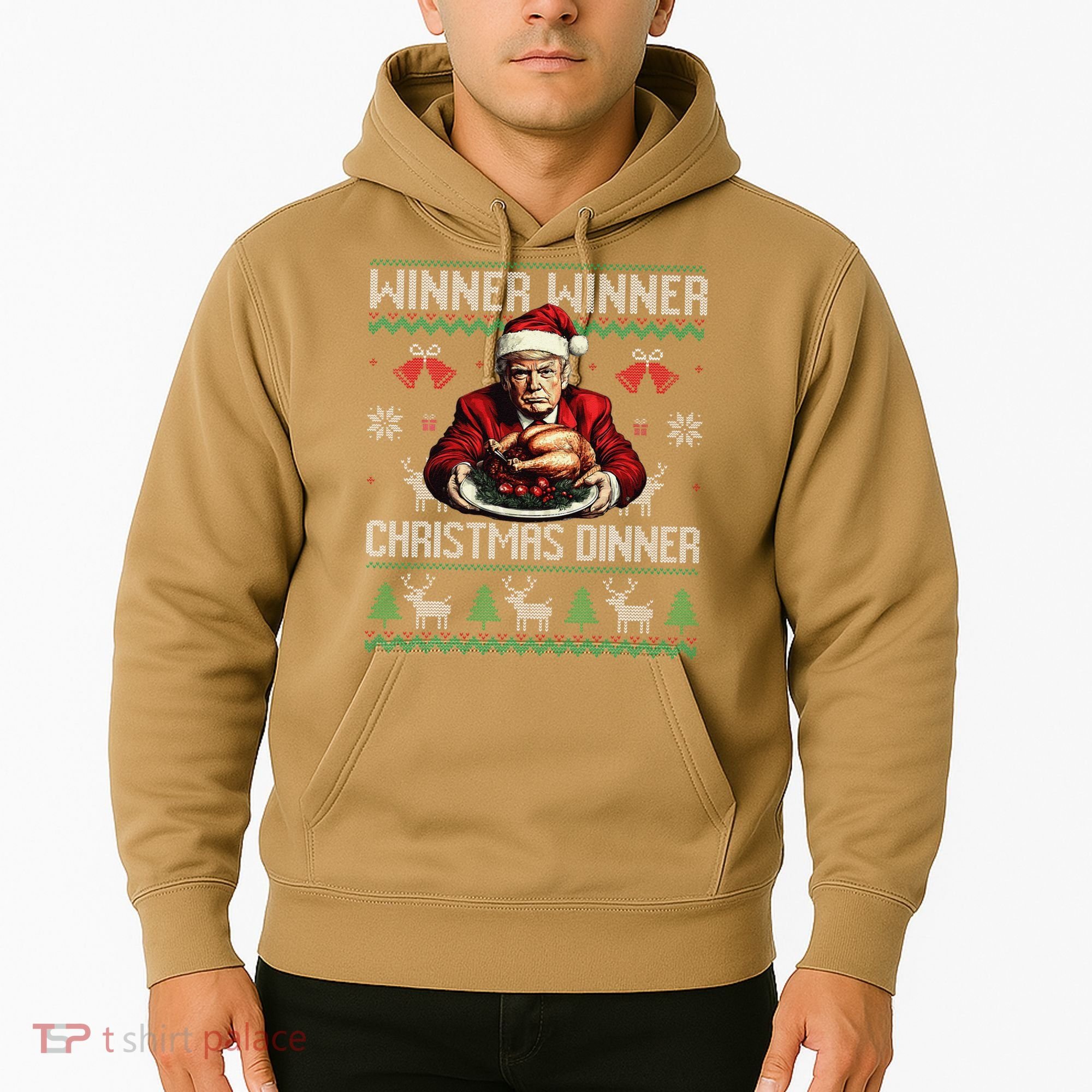 Winner Winner Christmas Dinner Santa Trump Ugly Sweater Xmas Hoodie