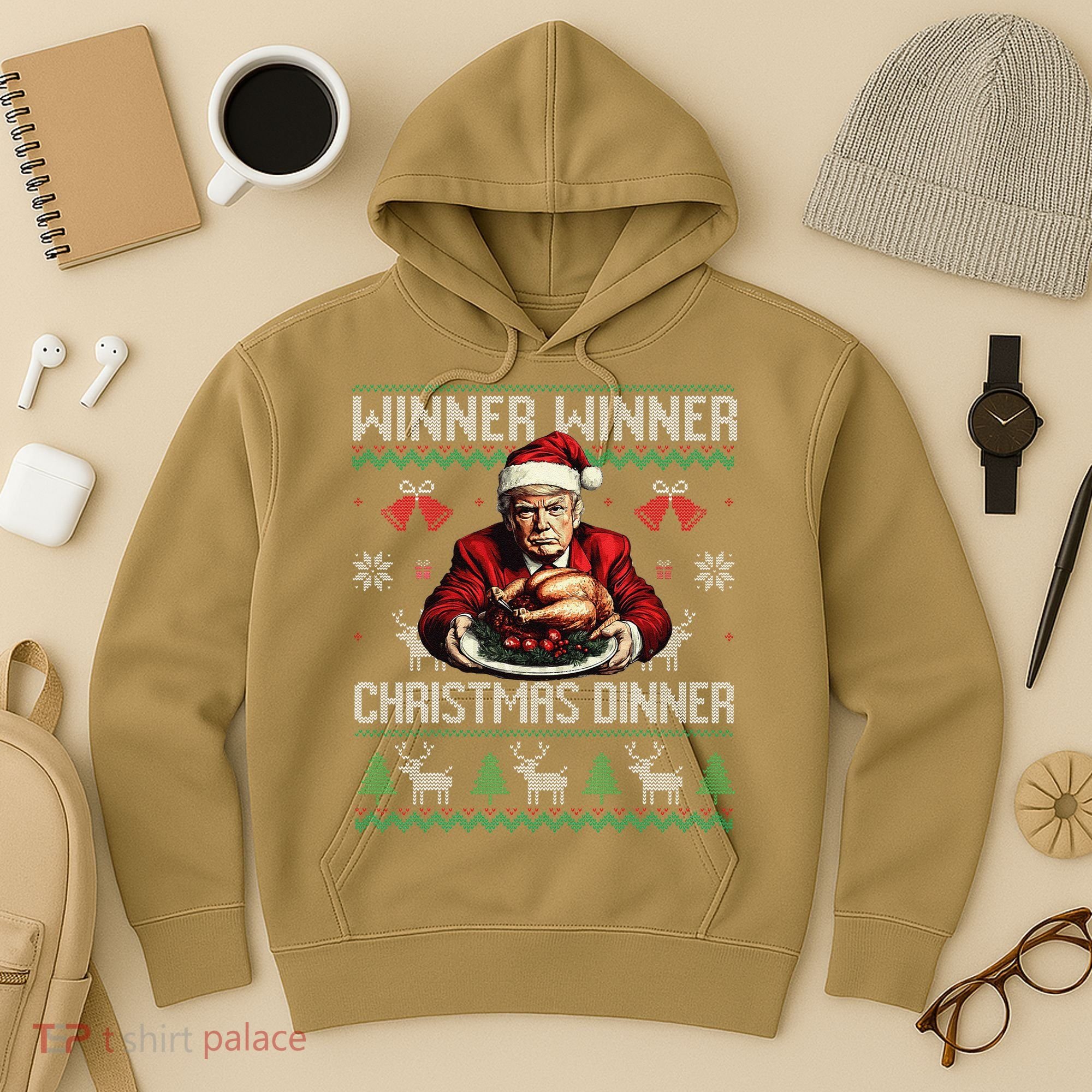 Winner Winner Christmas Dinner Santa Trump Ugly Sweater Xmas Hoodie