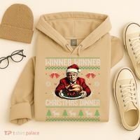 Winner Winner Christmas Dinner Santa Trump Ugly Sweater Xmas Hoodie thumb 4