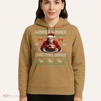 Winner Winner Christmas Dinner Santa Trump Ugly Sweater Xmas Hoodie thumb 5