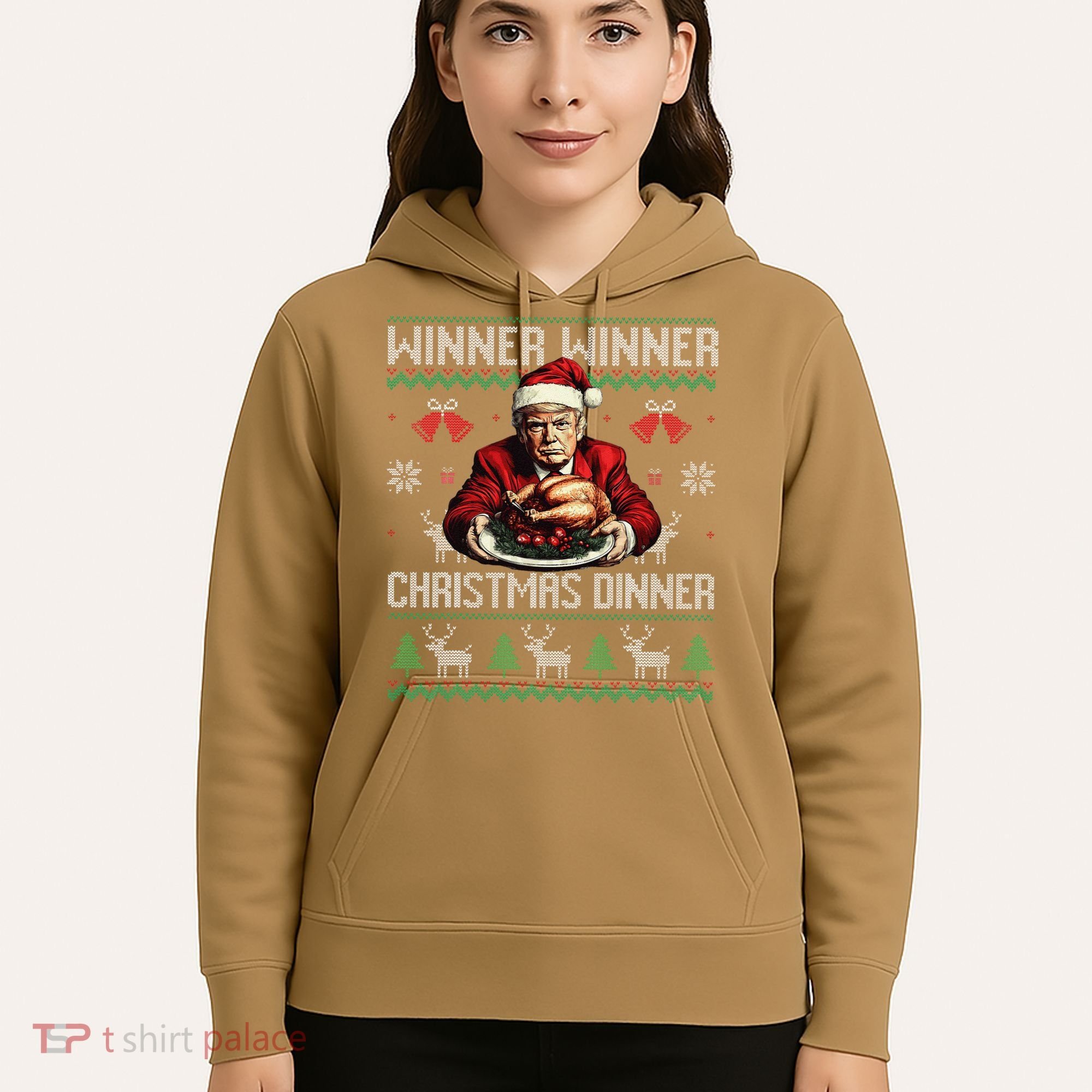 Winner Winner Christmas Dinner Santa Trump Ugly Sweater Xmas Hoodie