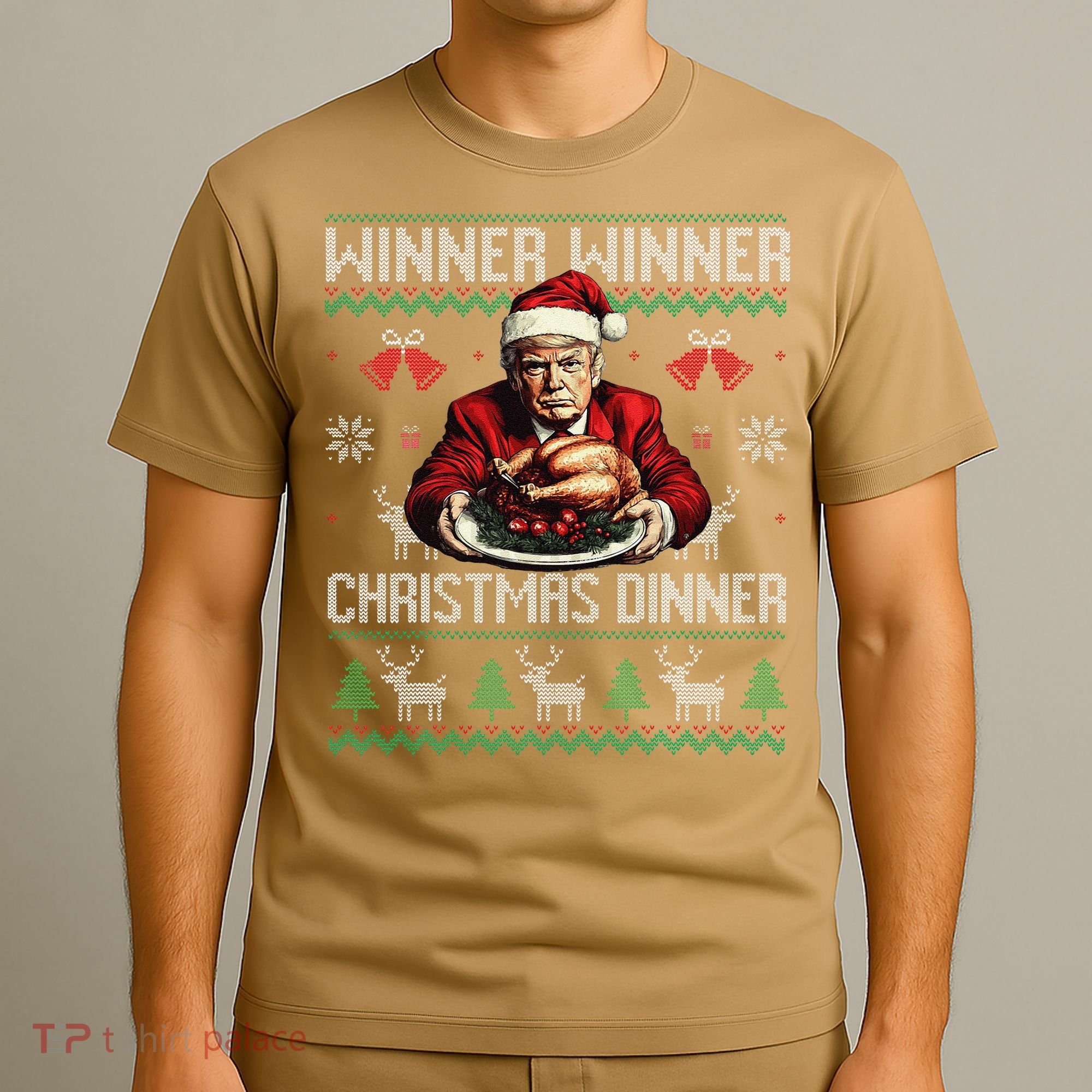 Winner Winner Christmas Dinner Santa Trump Ugly Sweater Xmas T-Shirt