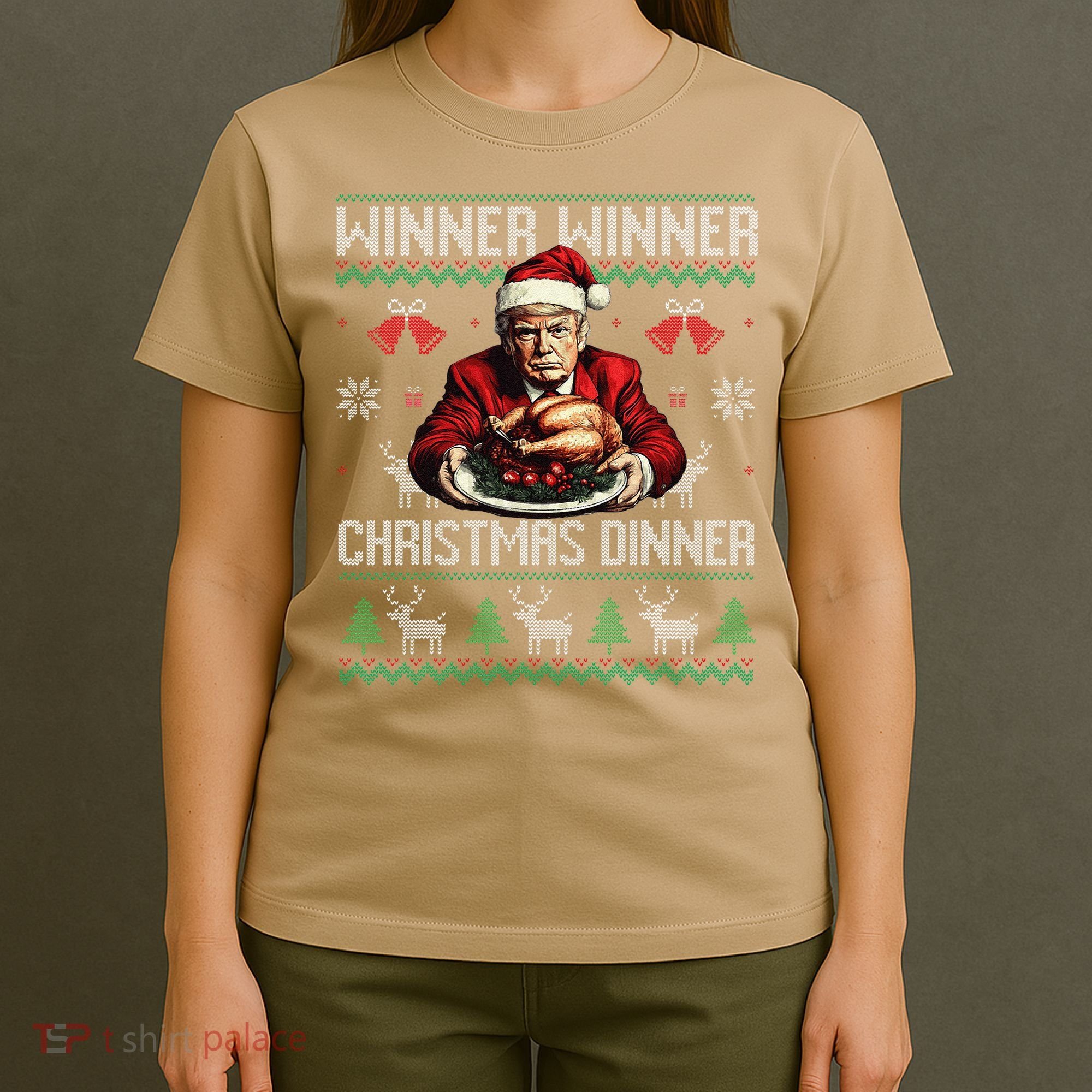 Winner Winner Christmas Dinner Santa Trump Ugly Sweater Xmas T-Shirt