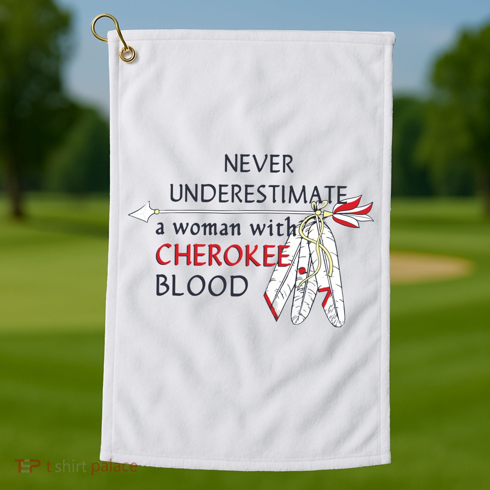Woman With Cherokee Blood Native American Golf Towel