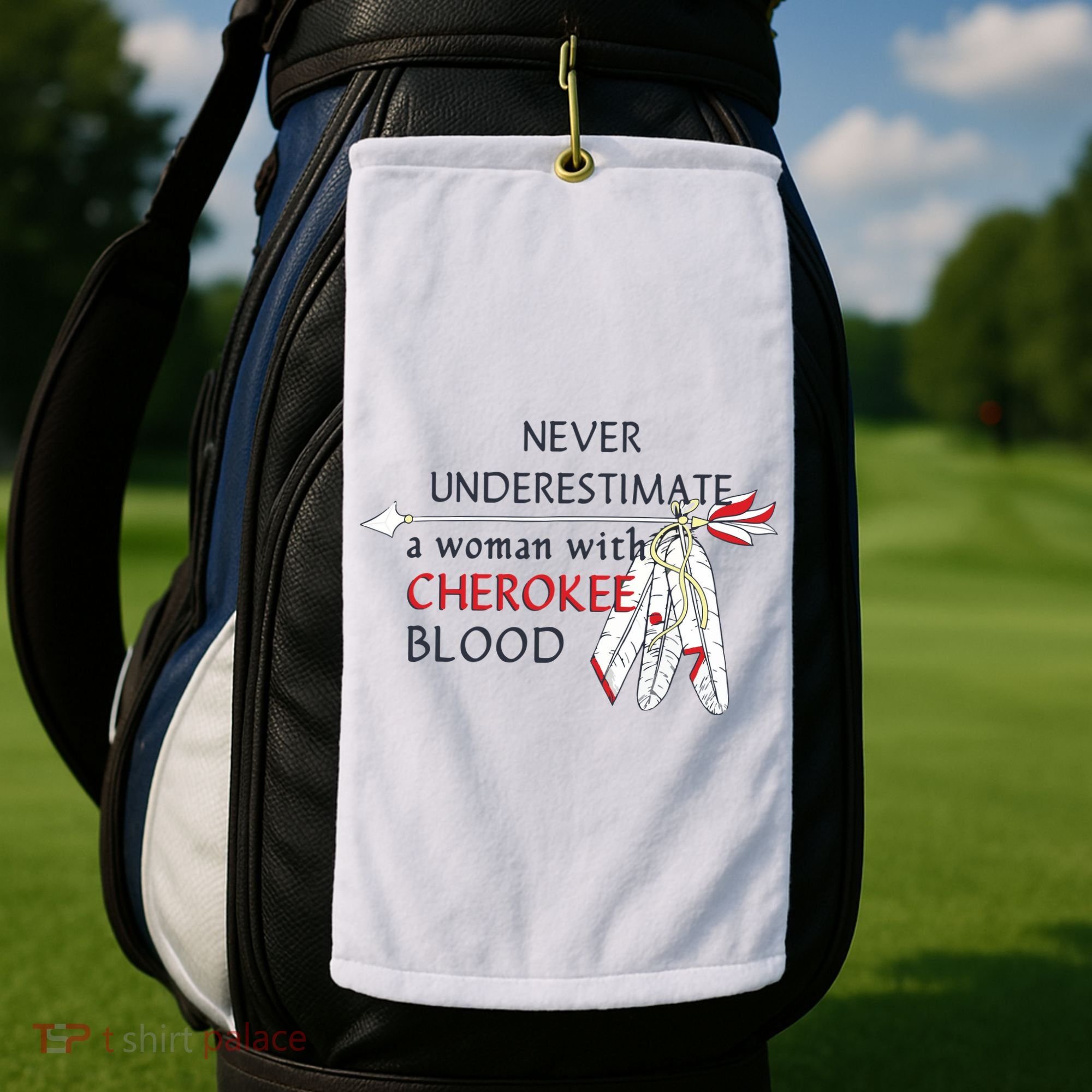 Woman With Cherokee Blood Native American Golf Towel