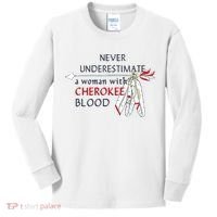 Woman With Cherokee Blood Native American Kids Long Sleeve Shirt thumb 0