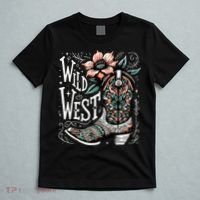Wild West Country Music Vintage Cowgirl Boot Western Flower T-Shirt thumb 5