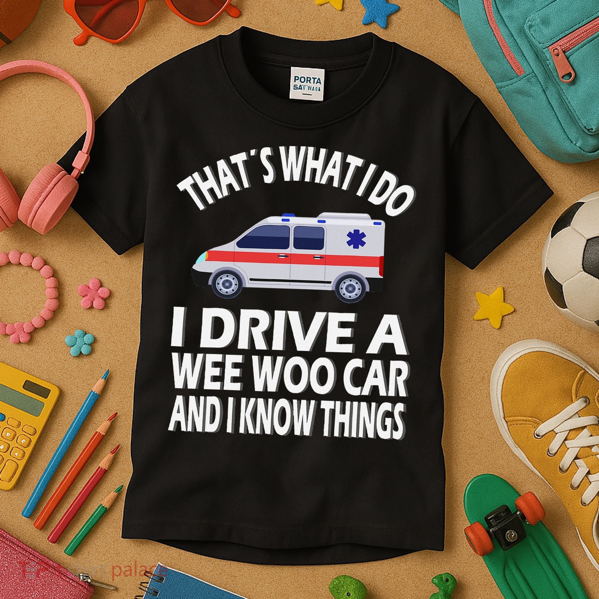 Wee Woo Car Funny Paramedic Kids T-Shirt
