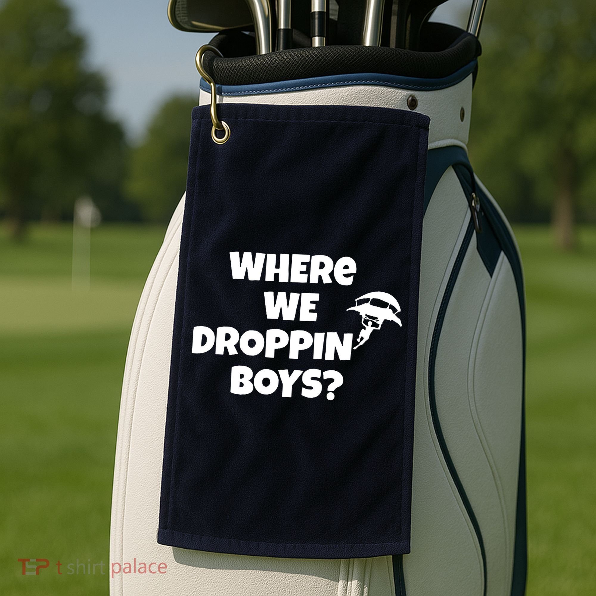 Where We Dropping Boys Golf Towel
