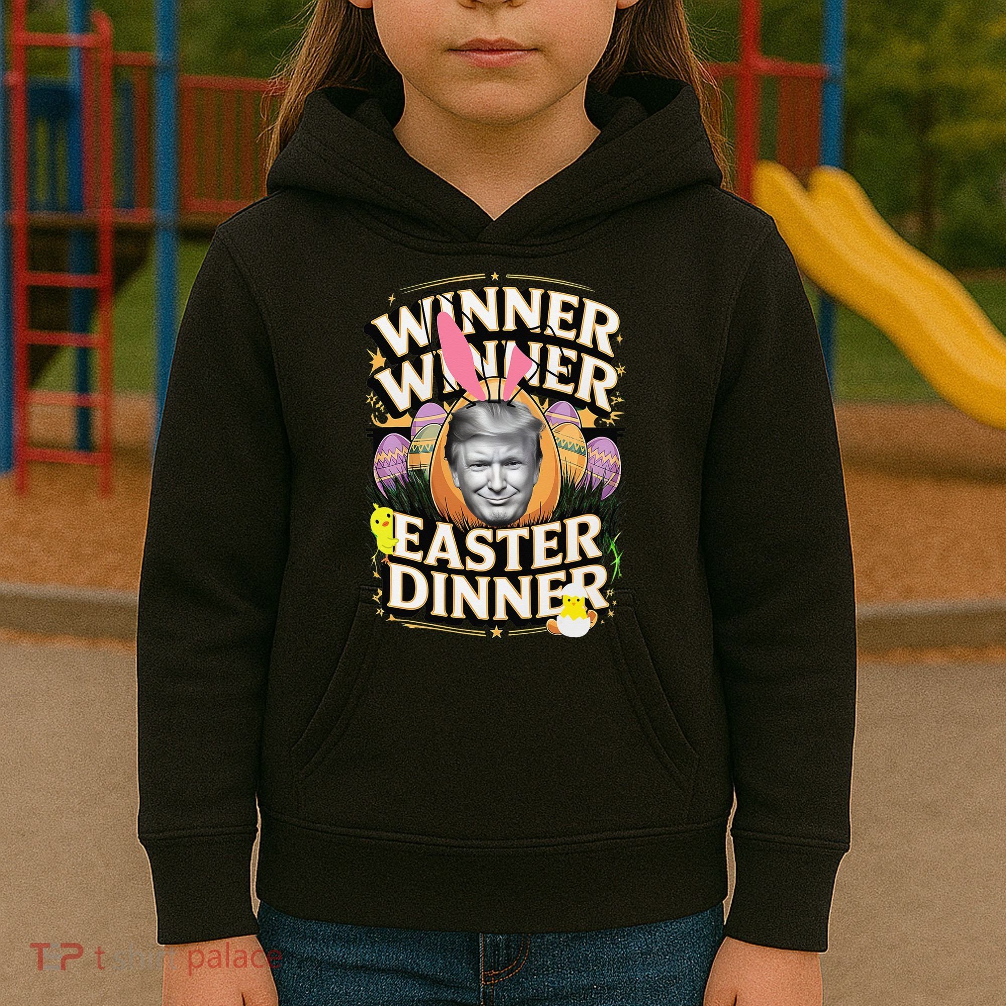 Winner Winner Easter Dinner Trump President 47th Kids Hoodie