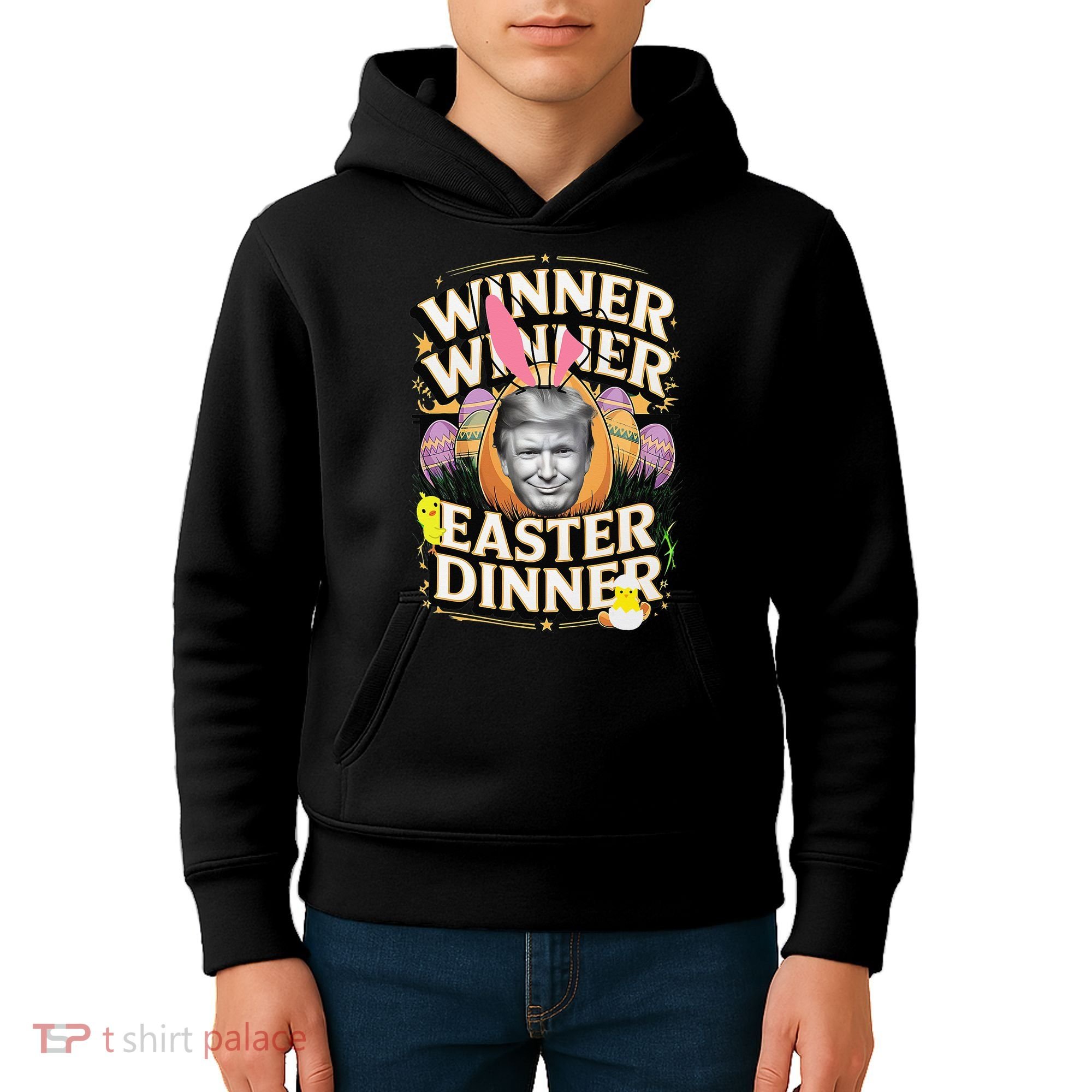 Winner Winner Easter Dinner Trump President 47th Kids Hoodie
