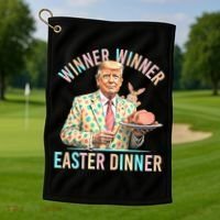 Winner Winner Easter Dinner President Trump Happy Easter Day Golf Towel thumb 1
