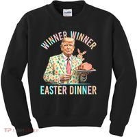 Winner Winner Easter Dinner President Trump Happy Easter Day Kids Sweatshirt thumb 0