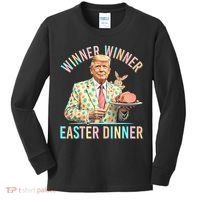 Winner Winner Easter Dinner President Trump Happy Easter Day Kids Long Sleeve Shirt thumb 0