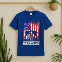Wrestler Wrestling Fans American Flag Men Women Gift T-Shirt thumb 2
