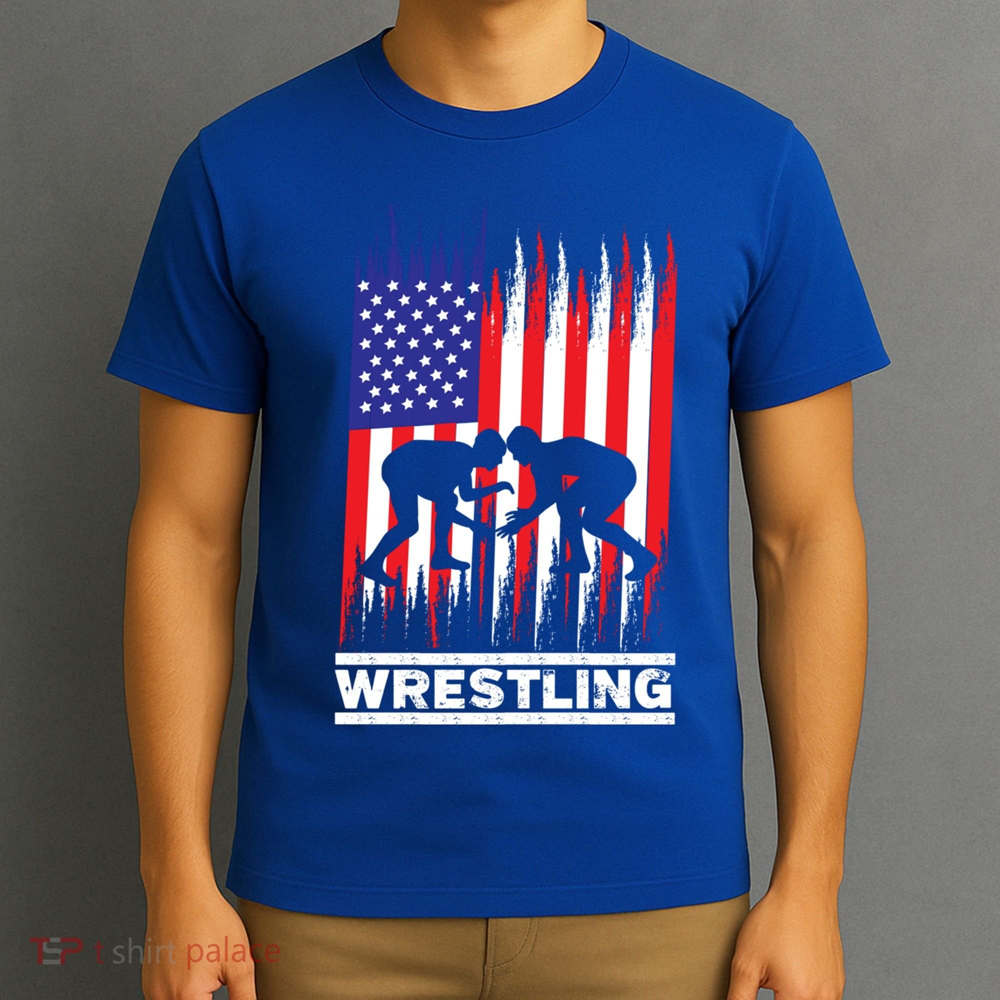 Wrestler Wrestling Fans American Flag Men Women Gift T-Shirt