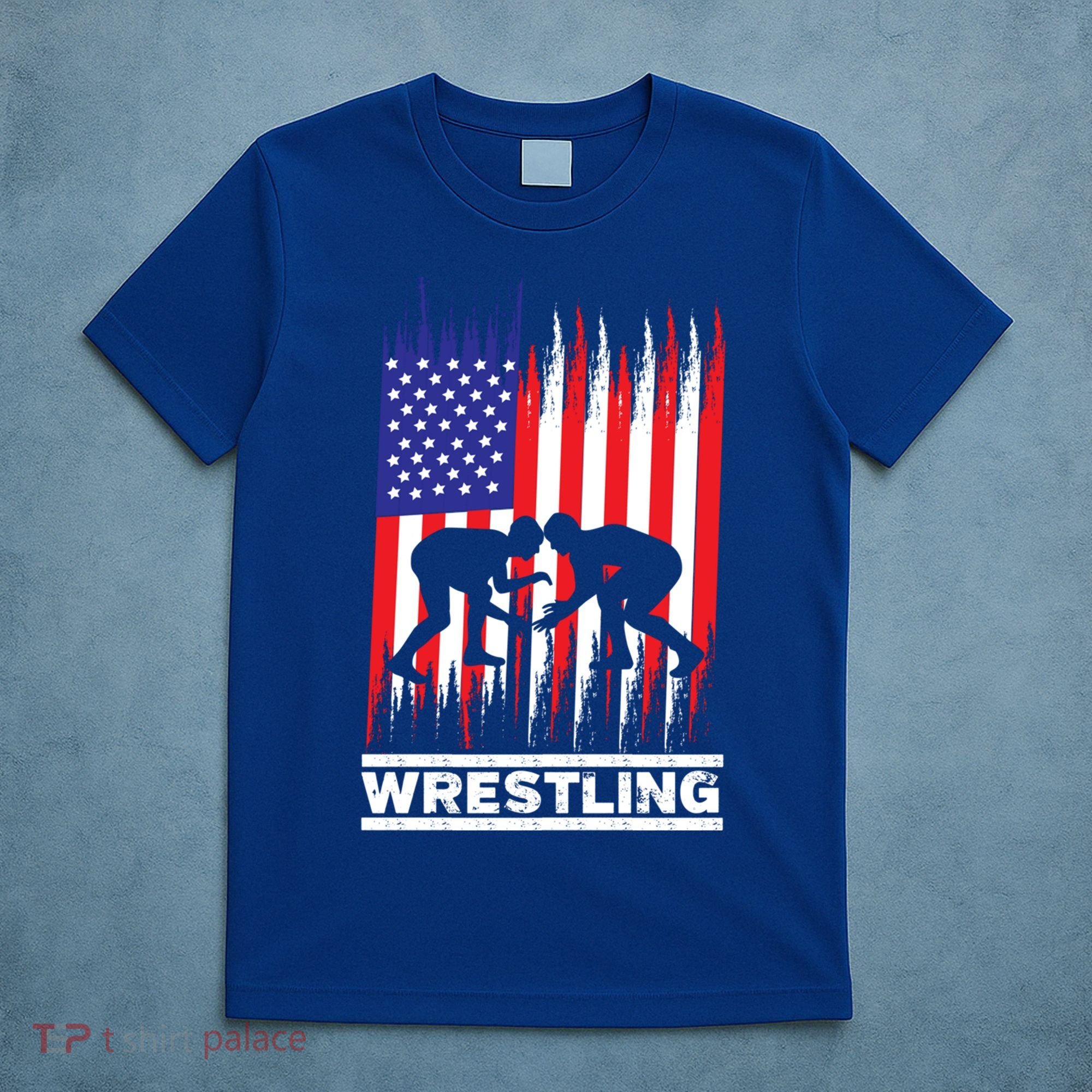 Wrestler Wrestling Fans American Flag Men Women Gift T-Shirt