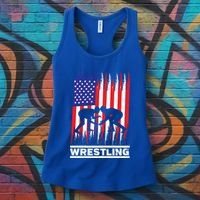 Wrestler Wrestling Fans American Flag Men Women Gift Women's Tank Top thumb 3