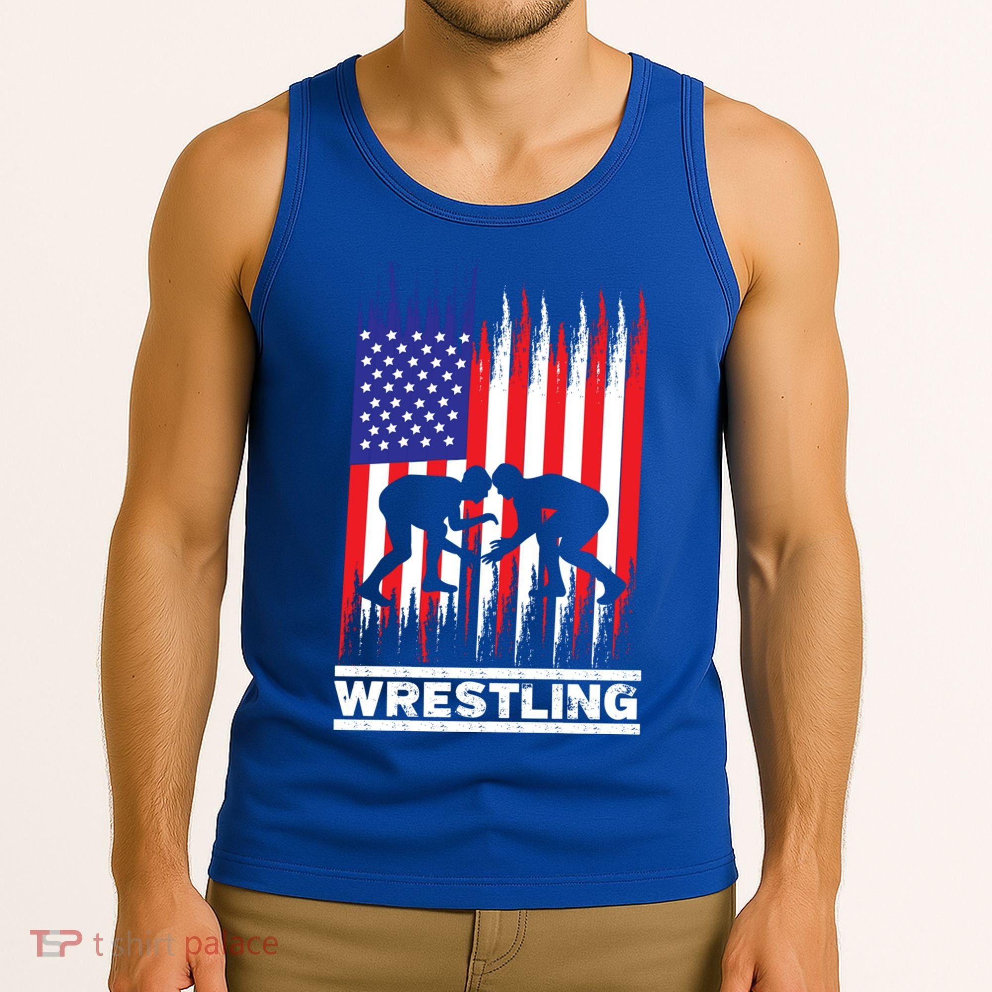 Wrestler Wrestling Fans American Flag Men Women Gift Tank Top