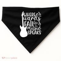 Where Words Fail Music Speaks Great Gift Musical Music Notes Musician Gift USA-Made Doggie Bandana thumb 0