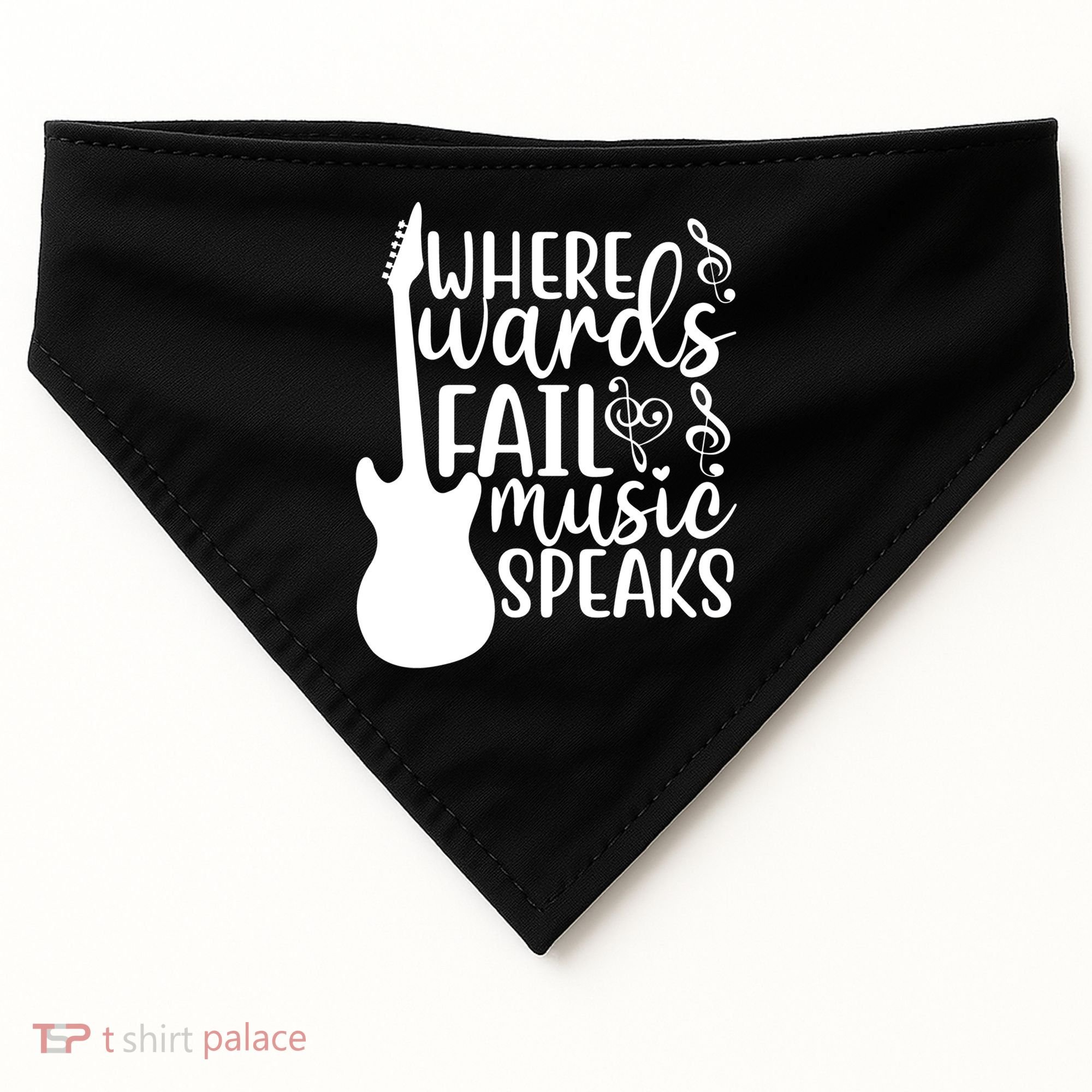 Where Words Fail Music Speaks Great Gift Musical Music Notes Musician Gift USA-Made Doggie Bandana