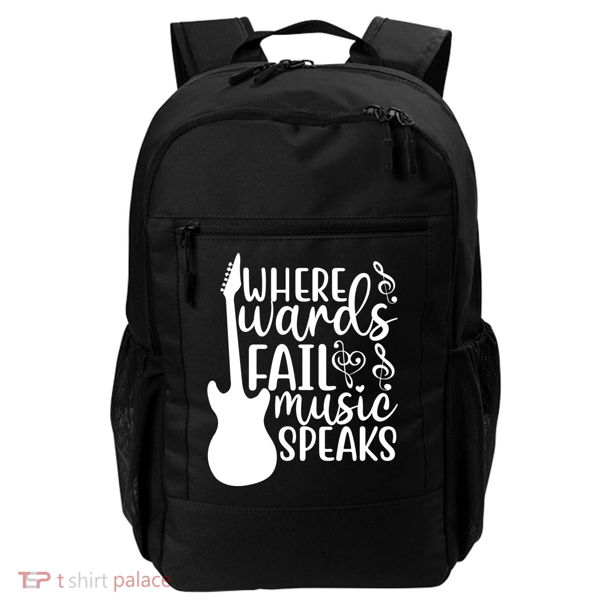 Where Words Fail Music Speaks Great Gift Musical Music Notes Musician Gift Backpack