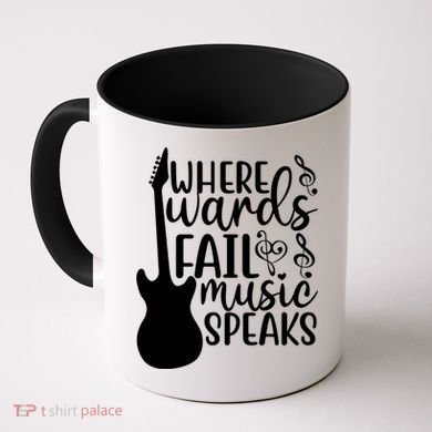 Where Words Fail Music Speaks Great Gift Musical Music Notes Musician Gift Coffee Mug