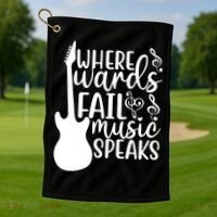 Where Words Fail Music Speaks Great Gift Musical Music Notes Musician Gift Golf Towel thumb 1