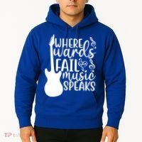 Where Words Fail Music Speaks Great Gift Musical Music Notes Musician Gift Hoodie thumb 2