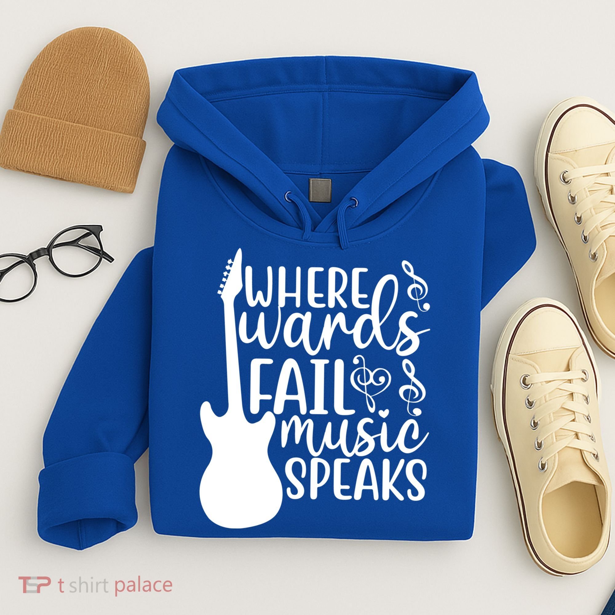 Where Words Fail Music Speaks Great Gift Musical Music Notes Musician Gift Hoodie