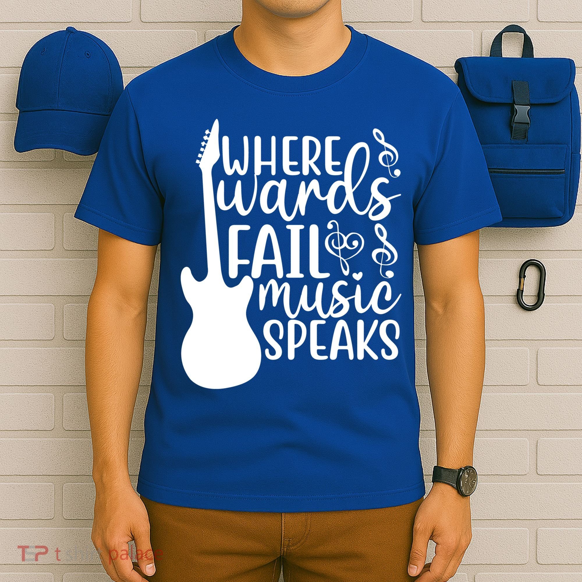Where Words Fail Music Speaks Great Gift Musical Music Notes Musician Gift T-Shirt