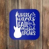 Where Words Fail Music Speaks Great Gift Musical Music Notes Musician Gift Coaster thumb 0