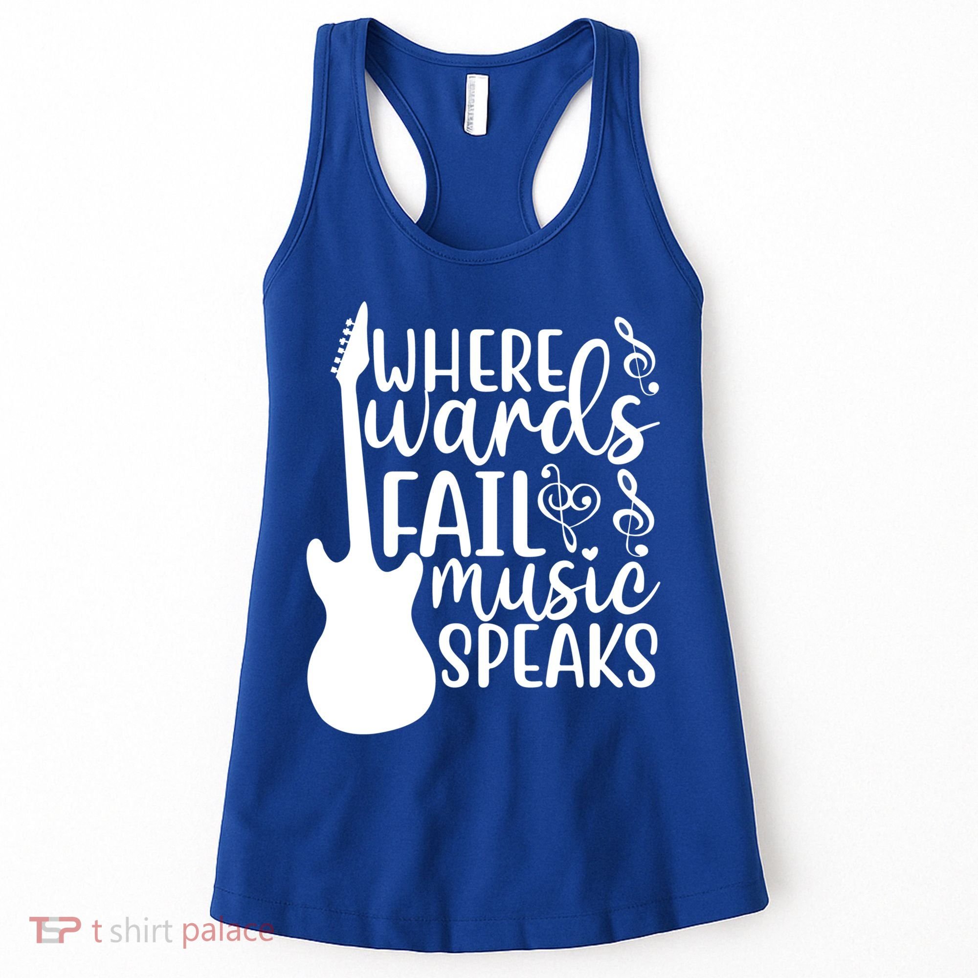 Where Words Fail Music Speaks Great Gift Musical Music Notes Musician Gift Women's Tank Top