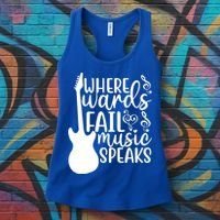 Where Words Fail Music Speaks Great Gift Musical Music Notes Musician Gift Women's Tank Top thumb 3