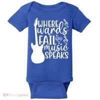 Where Words Fail Music Speaks Great Gift Musical Music Notes Musician Gift Baby Bodysuit thumb 0