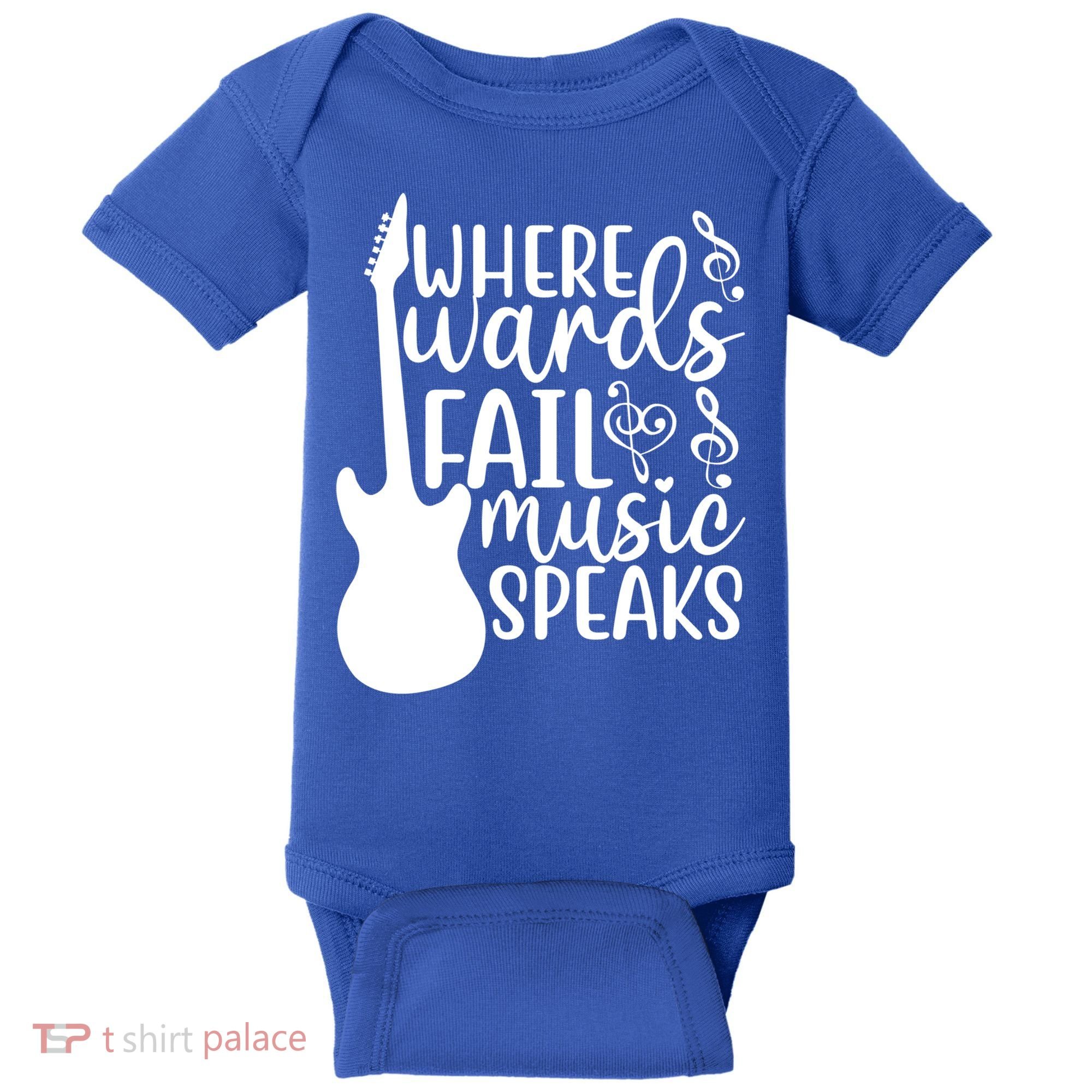 Where Words Fail Music Speaks Great Gift Musical Music Notes Musician Gift Baby Bodysuit