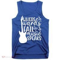 Where Words Fail Music Speaks Great Gift Musical Music Notes Musician Gift Tank Top thumb 0