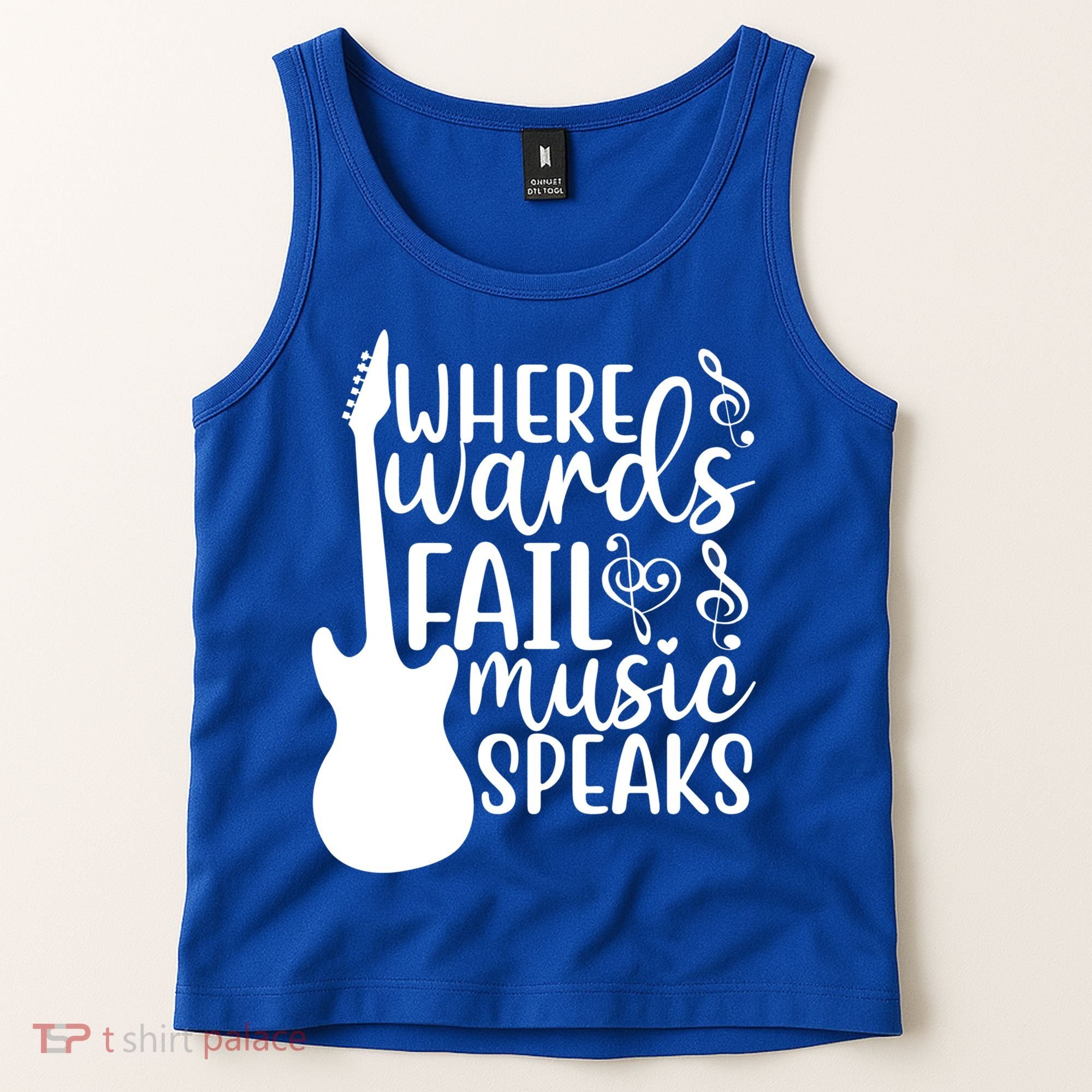 Where Words Fail Music Speaks Great Gift Musical Music Notes Musician Gift Tank Top